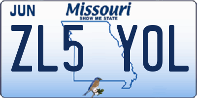 MO license plate ZL5Y0L