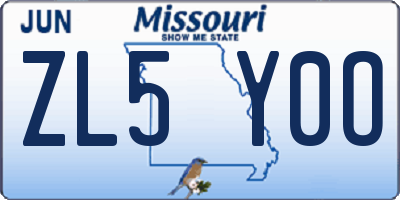 MO license plate ZL5Y0O