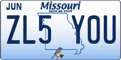 MO license plate ZL5Y0U