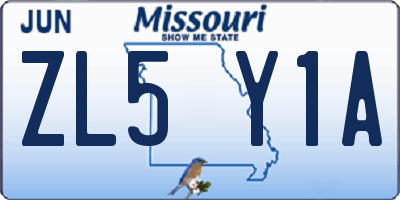 MO license plate ZL5Y1A