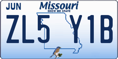 MO license plate ZL5Y1B