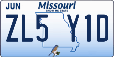 MO license plate ZL5Y1D