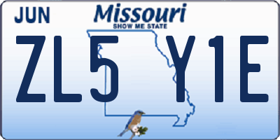 MO license plate ZL5Y1E