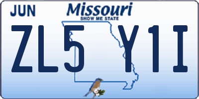 MO license plate ZL5Y1I