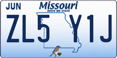 MO license plate ZL5Y1J