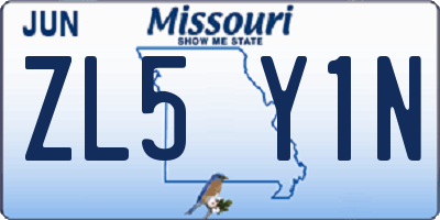MO license plate ZL5Y1N
