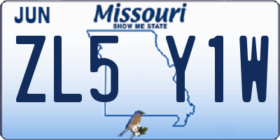 MO license plate ZL5Y1W
