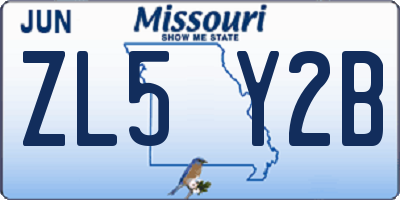 MO license plate ZL5Y2B