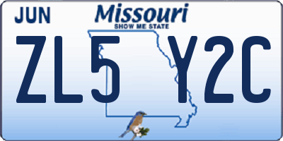 MO license plate ZL5Y2C