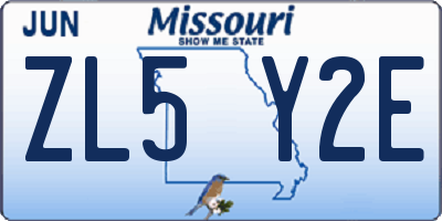 MO license plate ZL5Y2E