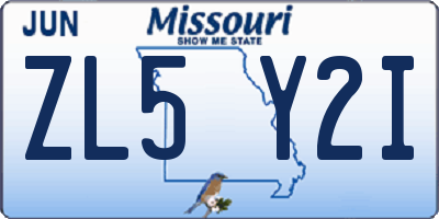 MO license plate ZL5Y2I