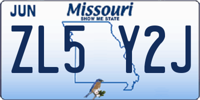MO license plate ZL5Y2J