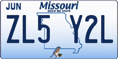MO license plate ZL5Y2L