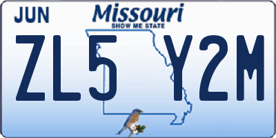 MO license plate ZL5Y2M