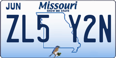 MO license plate ZL5Y2N