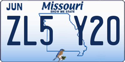MO license plate ZL5Y2O