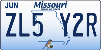 MO license plate ZL5Y2R