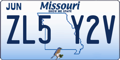 MO license plate ZL5Y2V