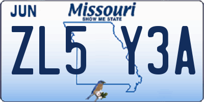 MO license plate ZL5Y3A