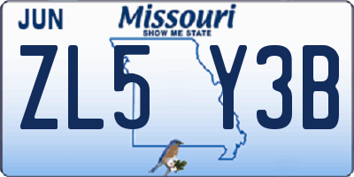 MO license plate ZL5Y3B