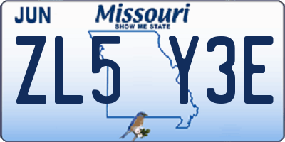 MO license plate ZL5Y3E