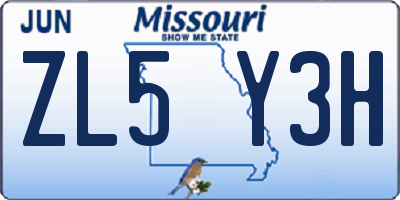 MO license plate ZL5Y3H