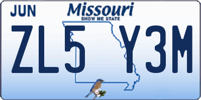 MO license plate ZL5Y3M