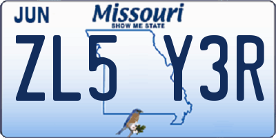 MO license plate ZL5Y3R
