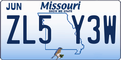 MO license plate ZL5Y3W