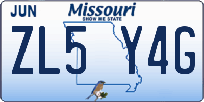 MO license plate ZL5Y4G