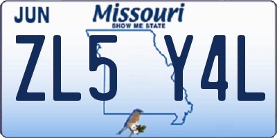 MO license plate ZL5Y4L