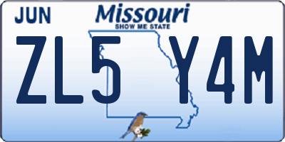 MO license plate ZL5Y4M