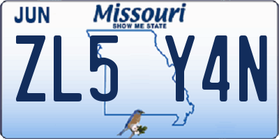 MO license plate ZL5Y4N