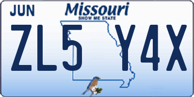 MO license plate ZL5Y4X