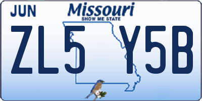 MO license plate ZL5Y5B