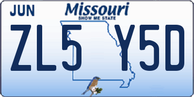 MO license plate ZL5Y5D