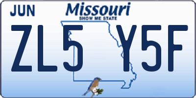 MO license plate ZL5Y5F