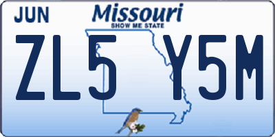 MO license plate ZL5Y5M