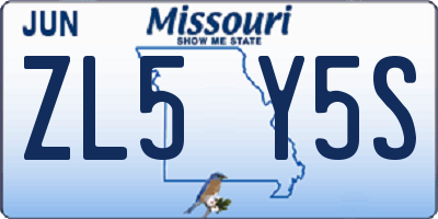MO license plate ZL5Y5S