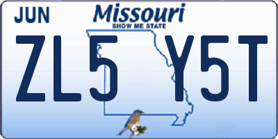MO license plate ZL5Y5T