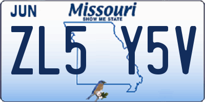 MO license plate ZL5Y5V