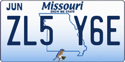 MO license plate ZL5Y6E