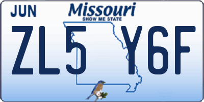 MO license plate ZL5Y6F