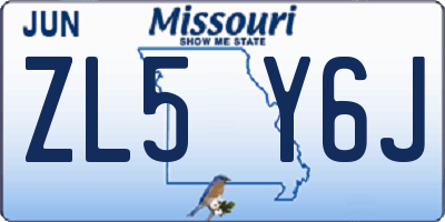 MO license plate ZL5Y6J
