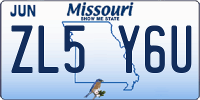 MO license plate ZL5Y6U