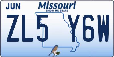 MO license plate ZL5Y6W