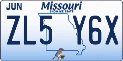 MO license plate ZL5Y6X