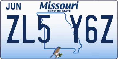 MO license plate ZL5Y6Z