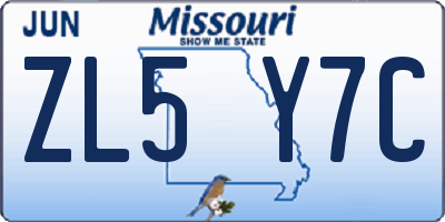 MO license plate ZL5Y7C