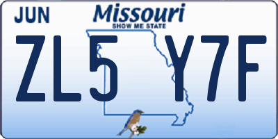 MO license plate ZL5Y7F